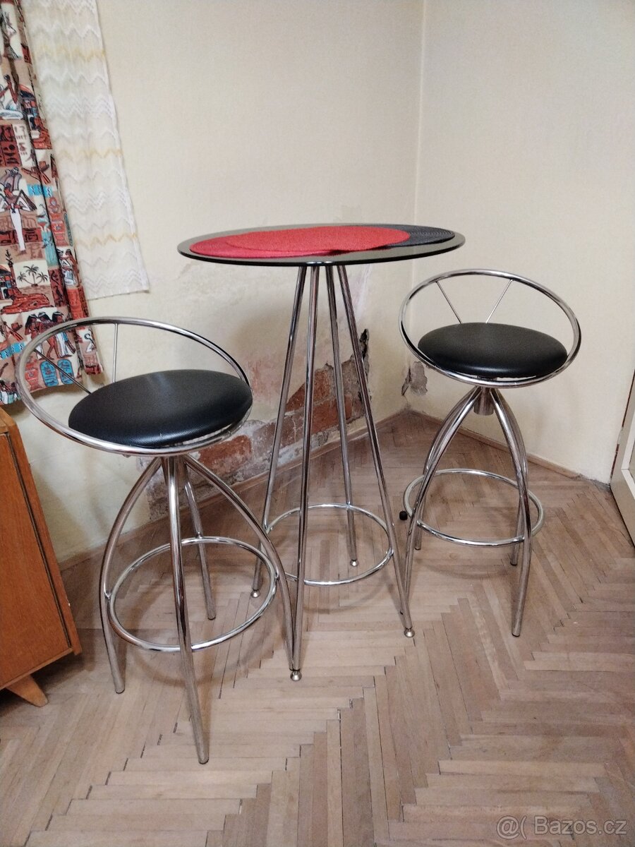 Barový stůl skleneny + barové židle