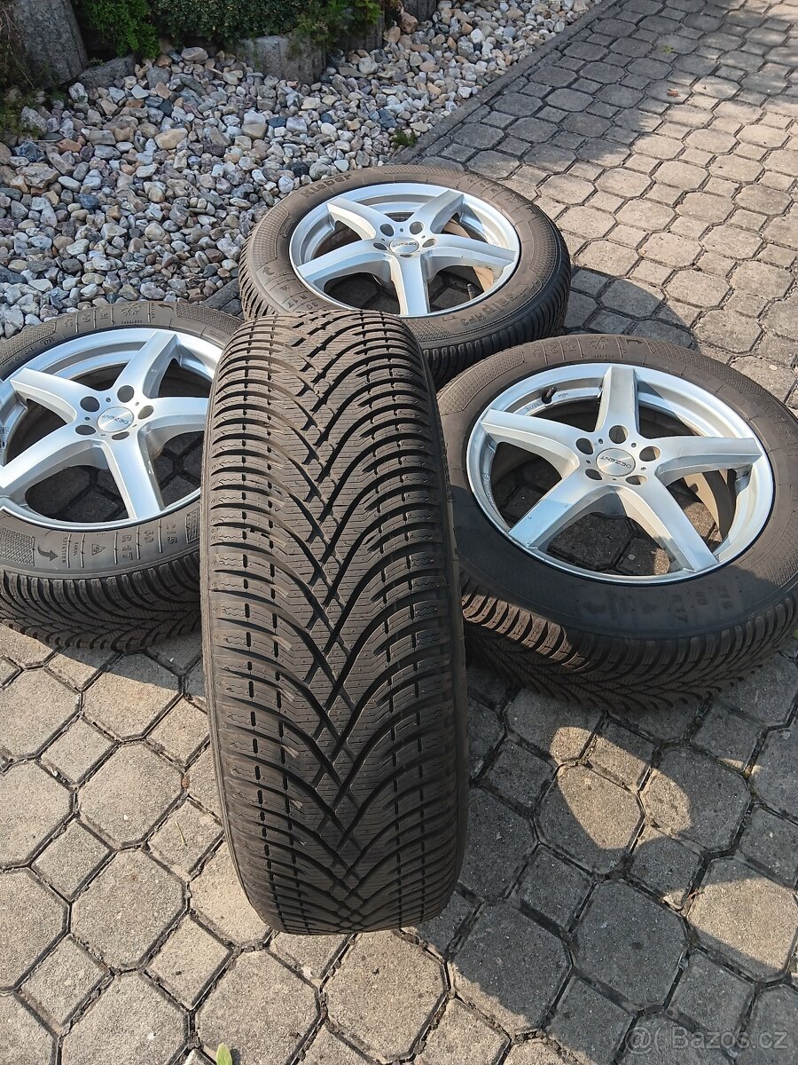 Prodám sadu 4 kol, zimní pneu 215/60 R17 96H