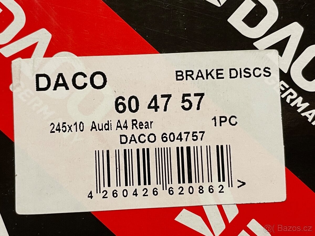 Brzdové kotouče DACO 604757 Audi A4