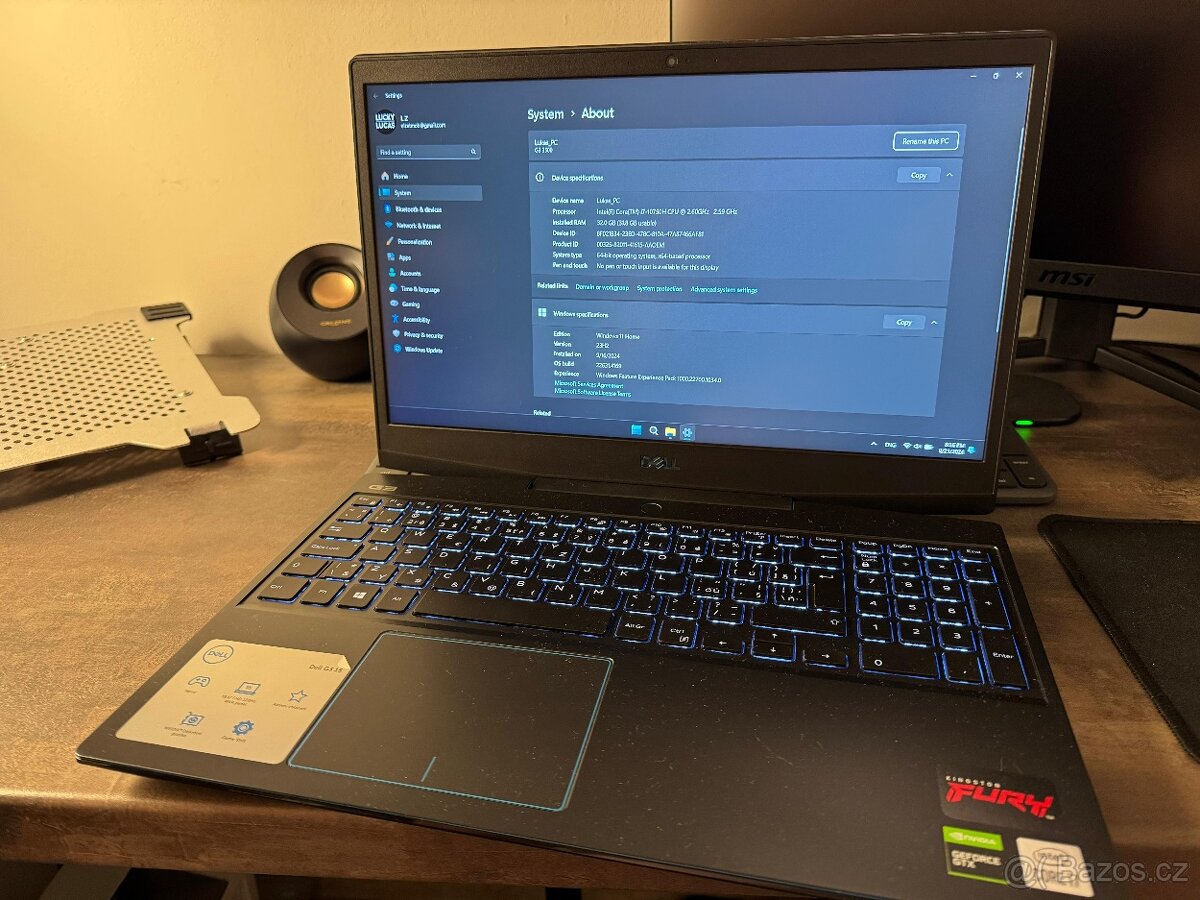 Herní Dell G3 15 i7, Nvidia 1660 ti 6GB
