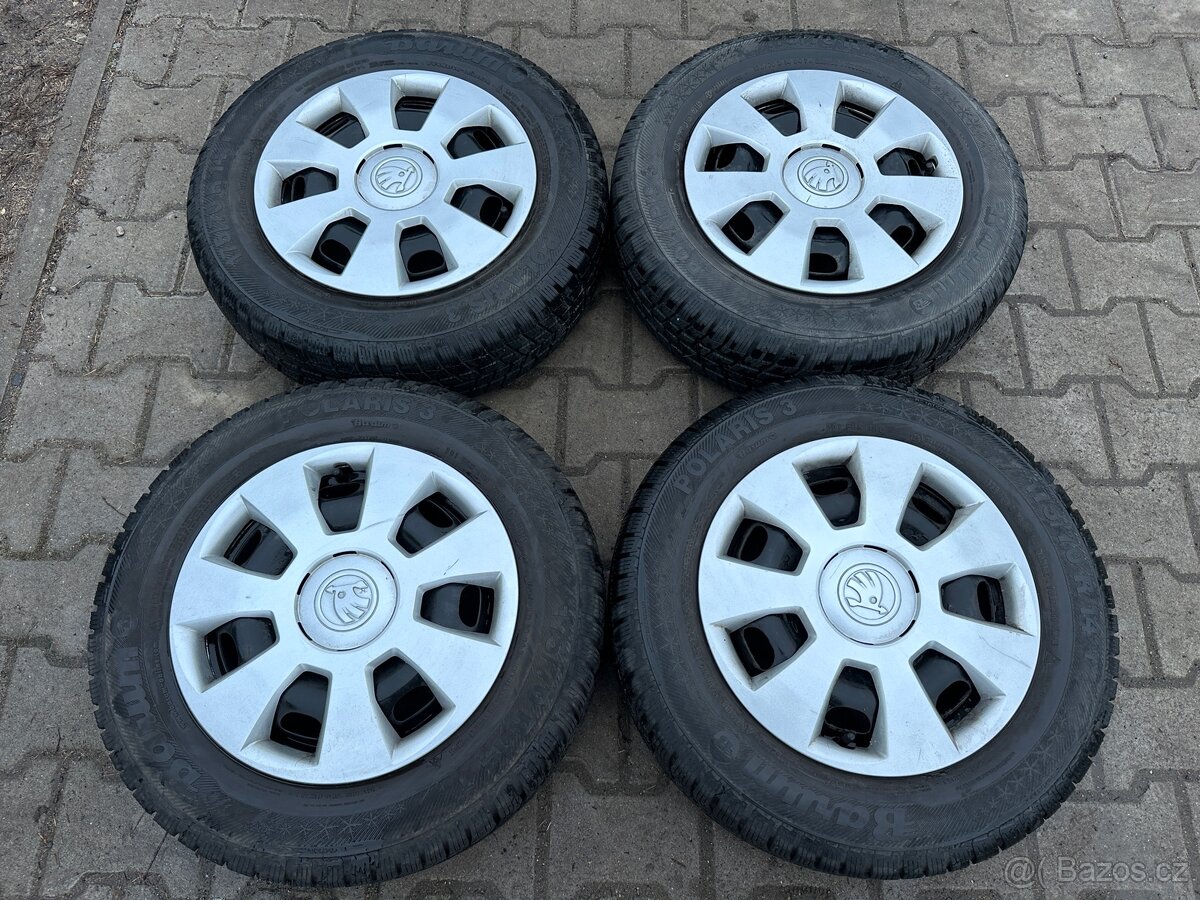 4x plechové disky 5x100 + pneu zimní 175/70 R14