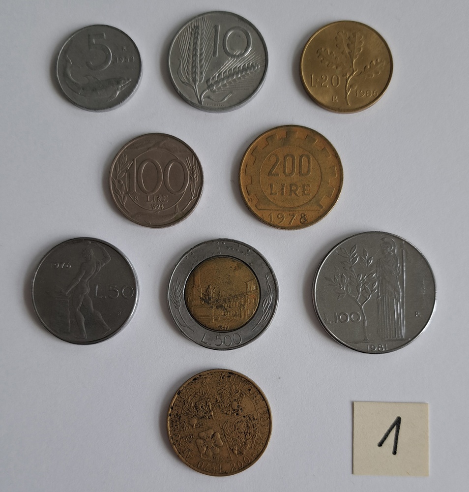 Konvolut / sada - mince - ITÁLIE - 9 ks různých