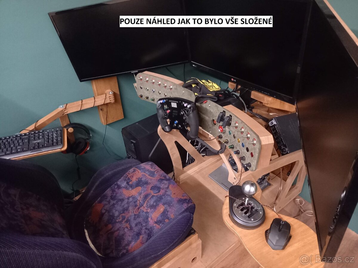 Dřevěný Sim Racing Rig pro Fanatec, Heusinkveld, Logitech..