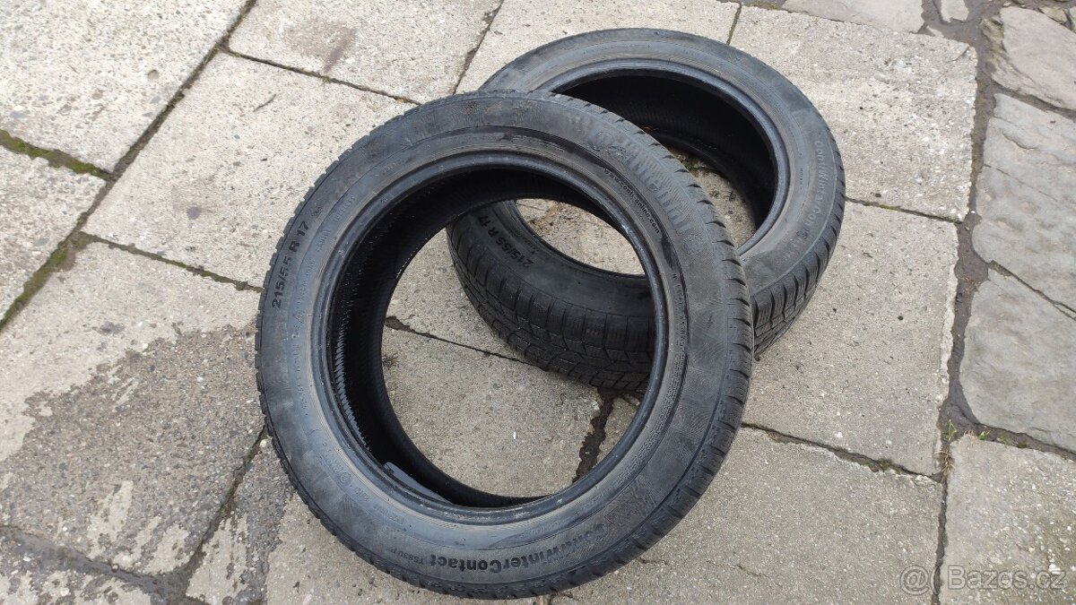 2x Continental 215/55 R17 4,5mm dezén zimní