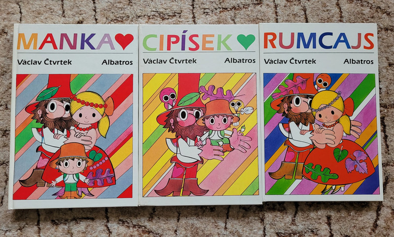 3 knihy Rumcajs, Manka, Cipísek, edice Albatros