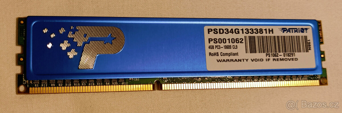 Patriot 4GB DDR3 1333MHz CL9 použitá funkční