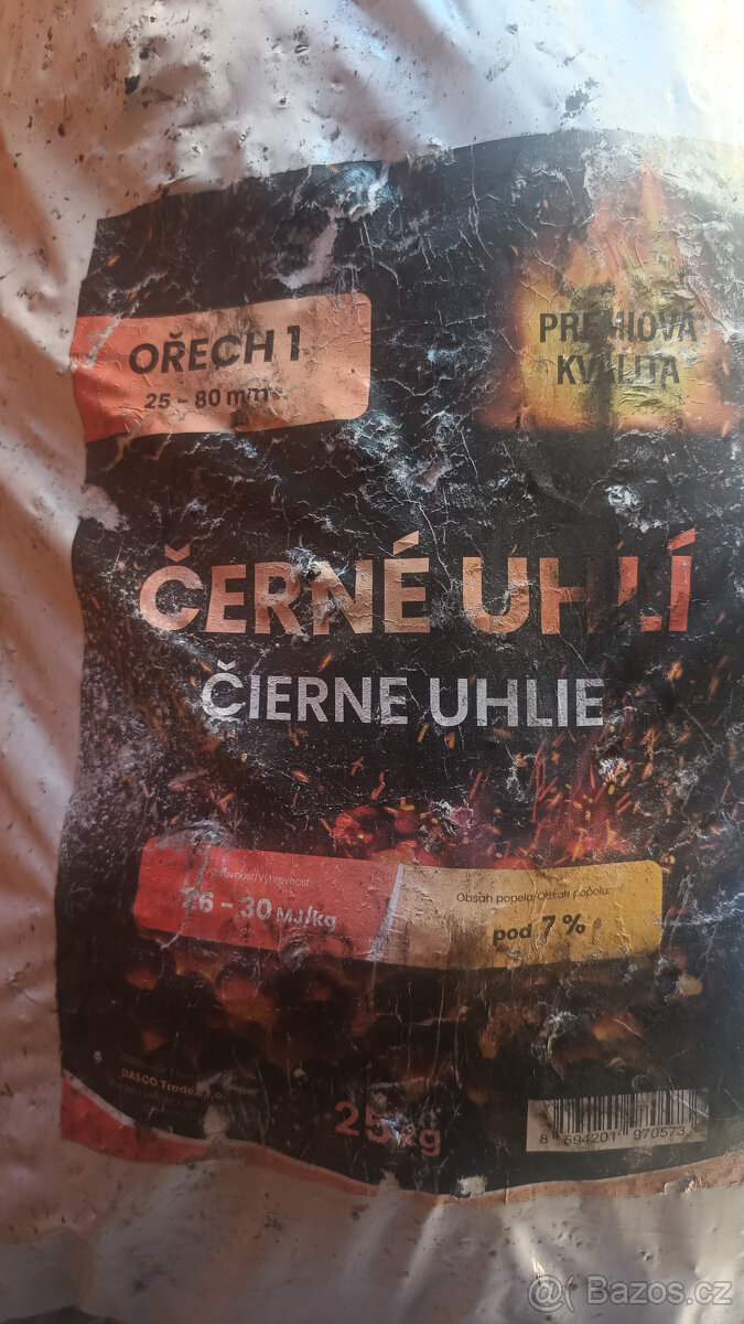 Černé uhlí 25 kg - prémium, 26-30 MJ/kg - ořech