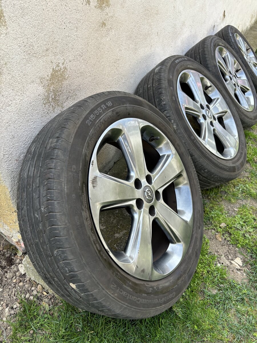 kompletní kola Opel 18” 5x105, pneu 215/55/18 Continental