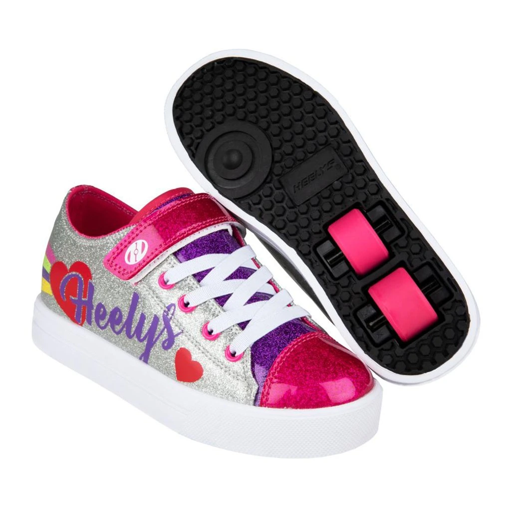 Heelys-Snazzy X2-Silver/Rainbow/Heart - koloboty vel.35