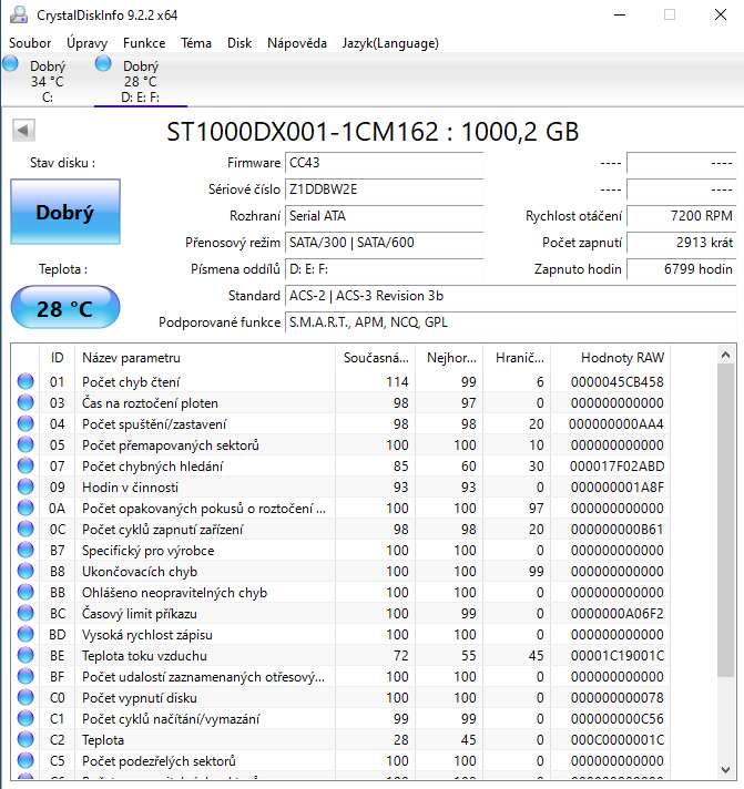 SSHD Seagate disk s kapacitou 1 Tb, plně funkční