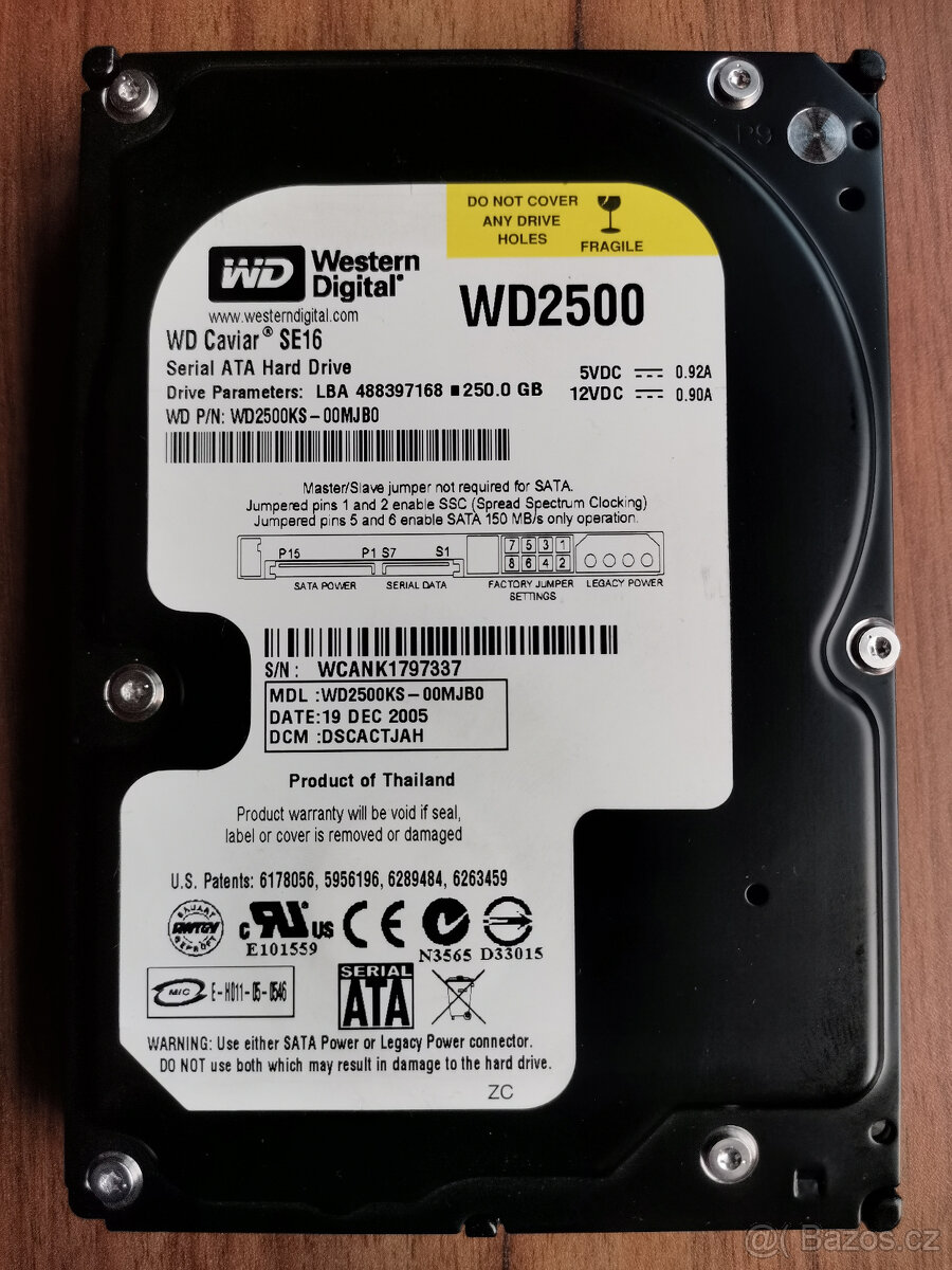 HDD 3,5" Western 250GB WD2500KS