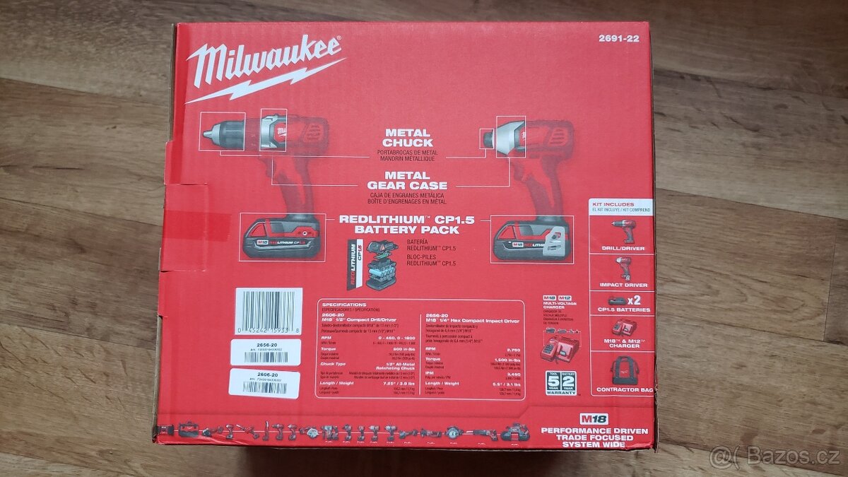 Vrtacka a utahovak,  Milwaukee M18 (nove)