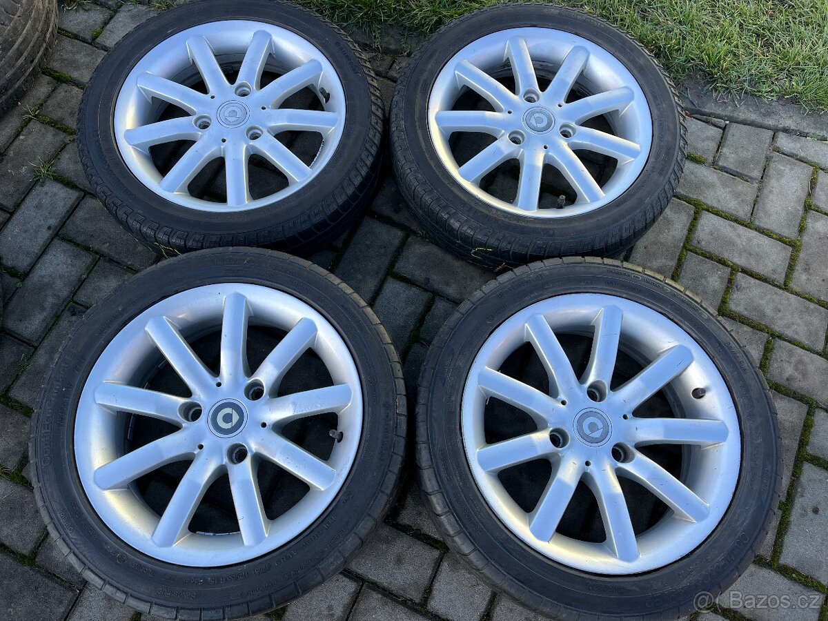 4x ALU disky originál Smart 3x112 R15, letní pneu