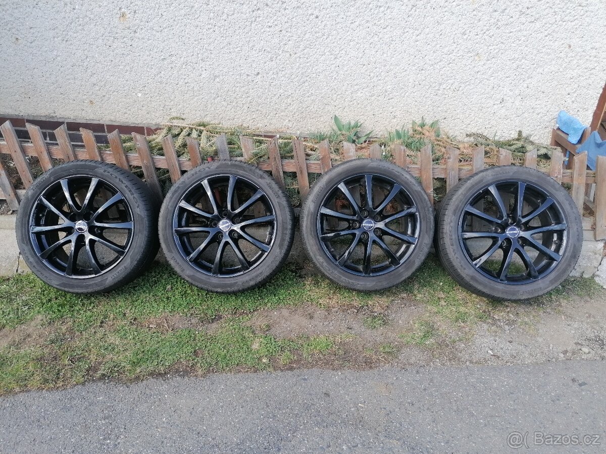 ALU kola Borbet 5x112 R17 + letní pneu + distanční podložky