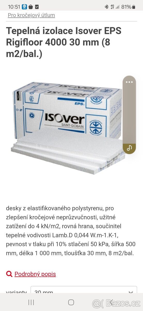 Polystyren kročejový Rigifloor 4000 tl.30mm