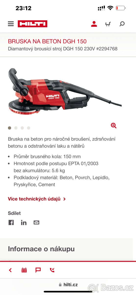 Hilti DGH 150  SANAČNÍ BRUSKA 150mm