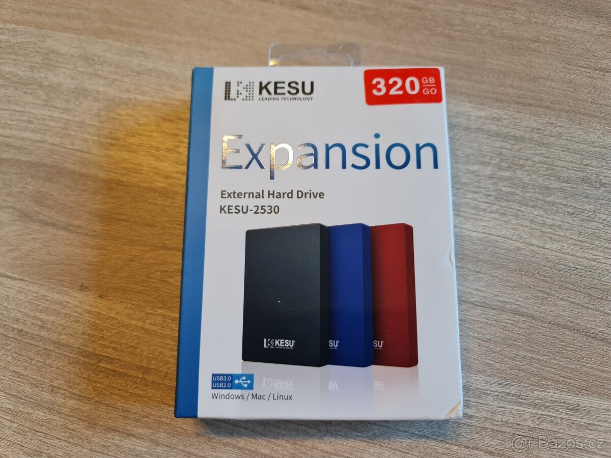 320Gb 2.5 externí disk USB 3 barva červená nový