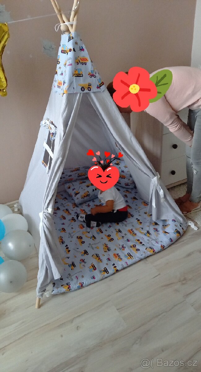 Dětský stan Teepee Stavební stroje