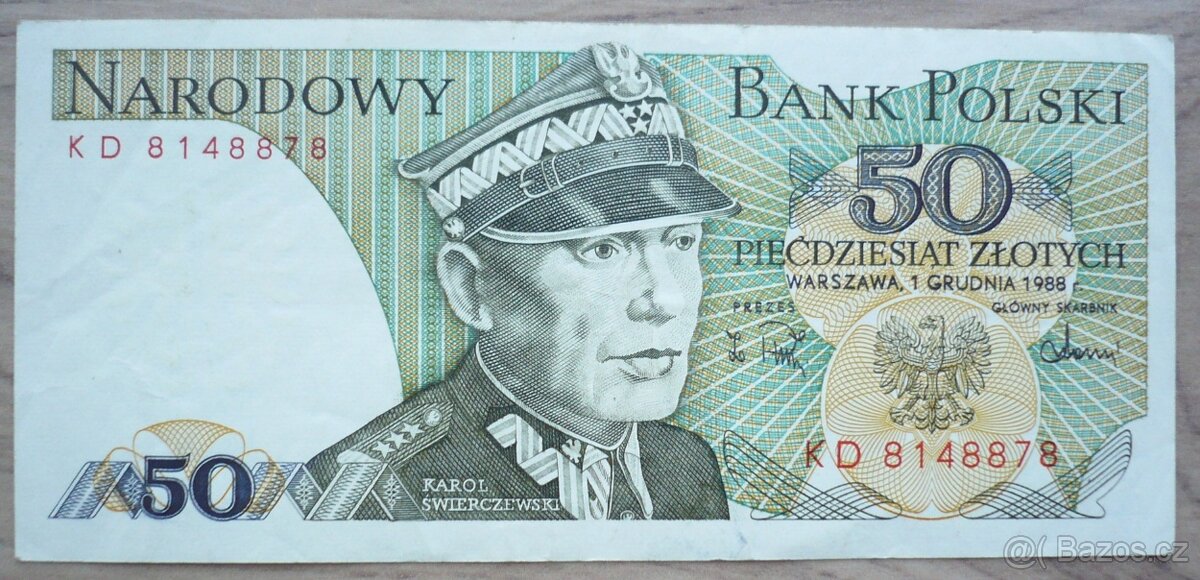 Bankovka, Polsko, 50 zlotých, ročník 1988