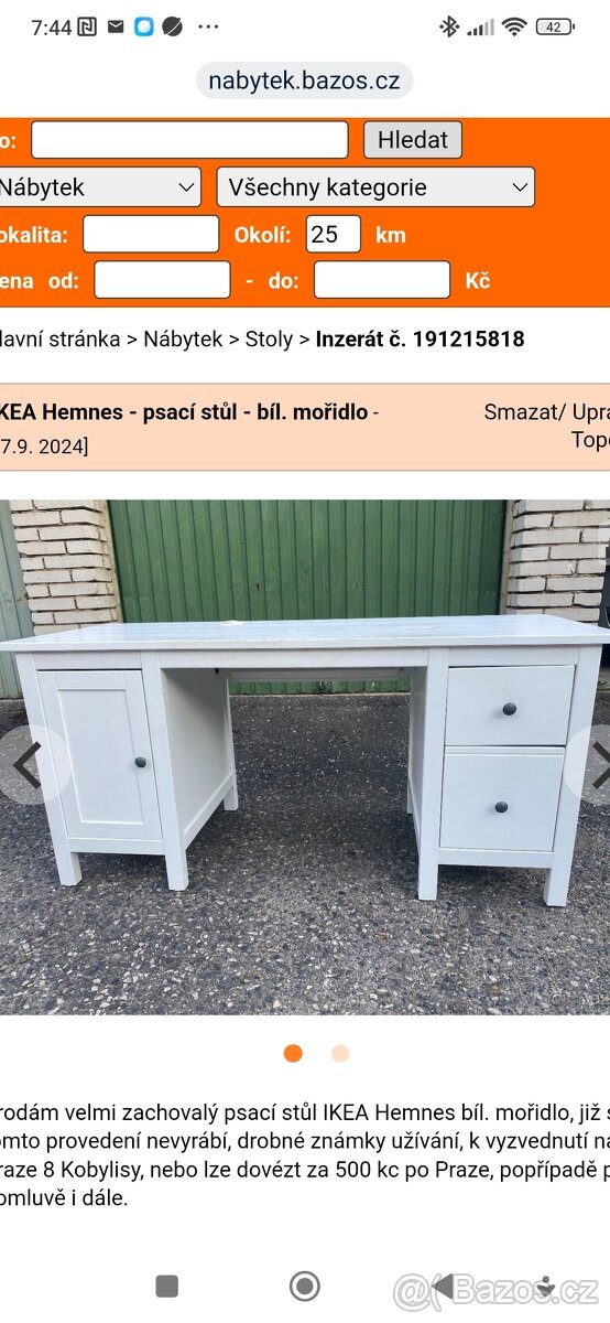 Psací stůl hemnes ikea