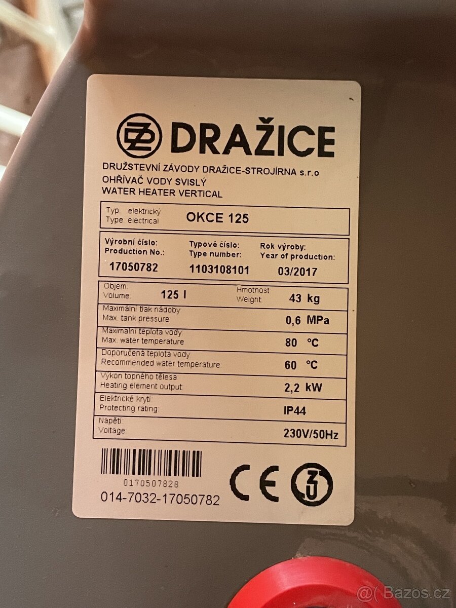 Ohřívač vody Dražice 125l