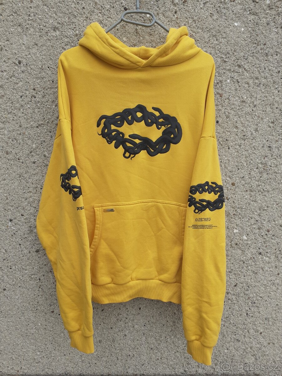 Vintage y2k mikina s kapucí hoodie Peso Saints Snake žlutá