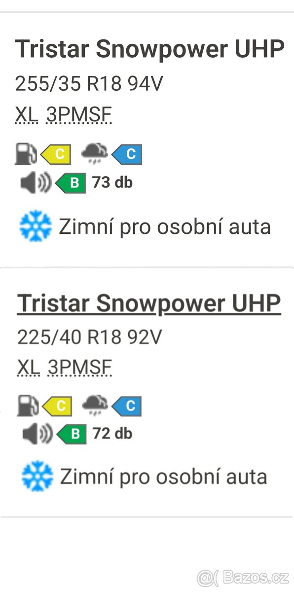 Zimní pneu tristar 225/40/18 a 255/35/18