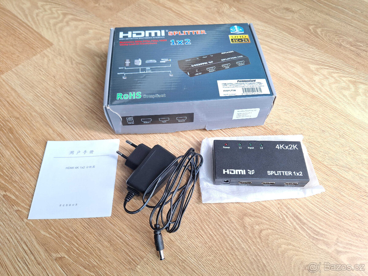 externí HDMI Splitter, 2x port HDMI 1.4 PremiumCord