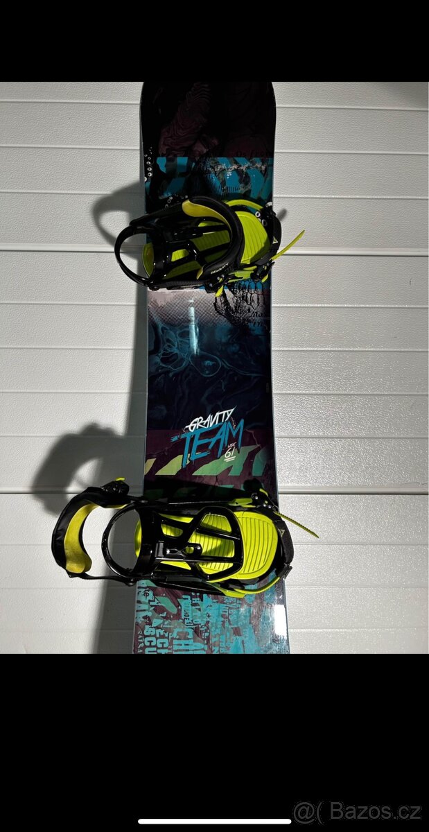 Snowboard Gravity team lime- set