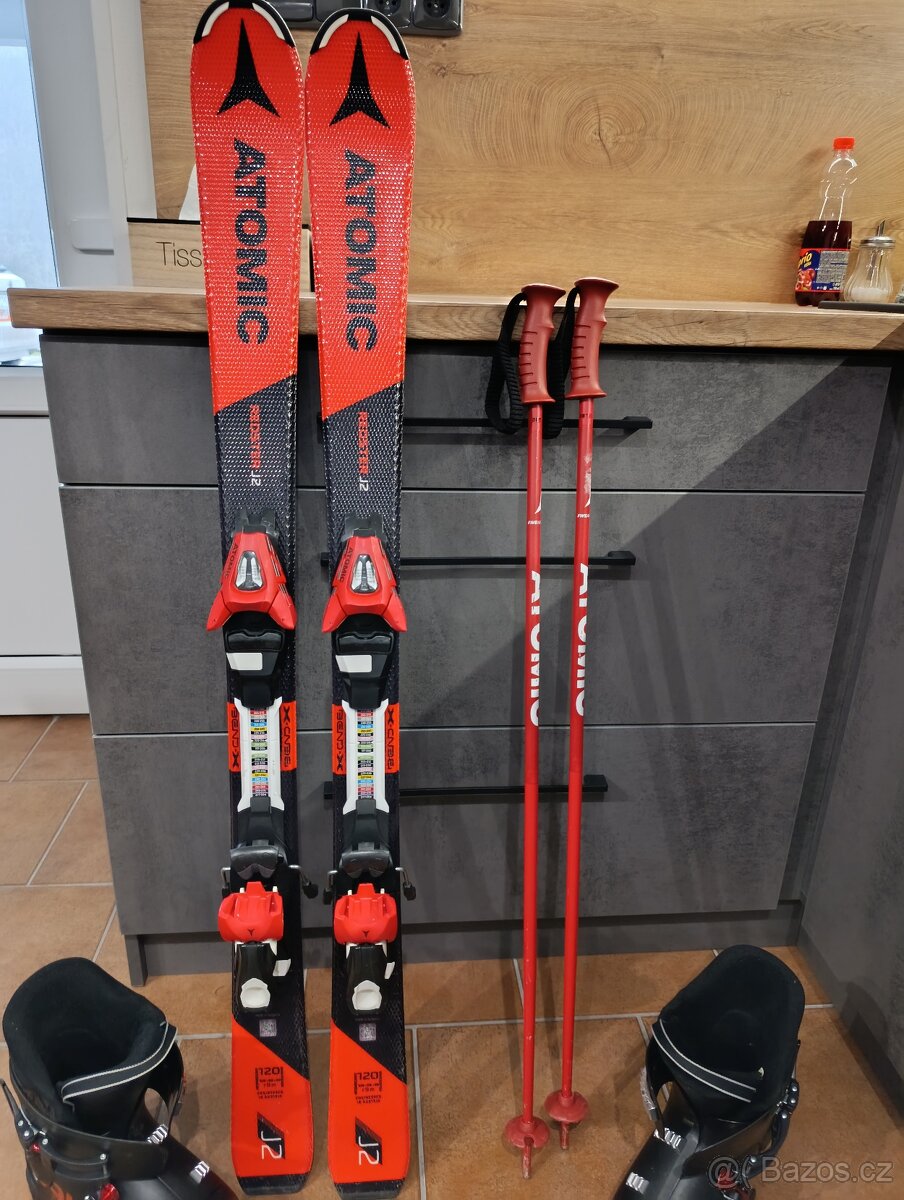 SET LYŽE ATOMIC 120CM LYŽÁKY ALPINA  235, HULKY 95 cm