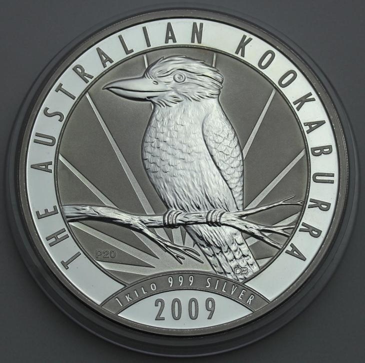 Stříbrná investiční mince Kookaburra 1000 g (1 kg) r.2009