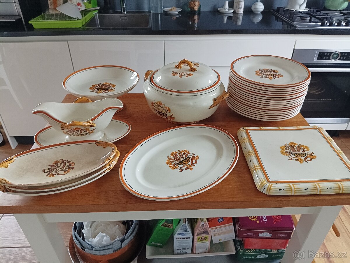 STAROŽITNÝ ART DECO JÍDELNÍ SET CREIL ET MONTEREAU