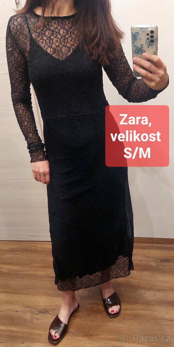 Vel. S/M Zara dlouhé krajkové šaty