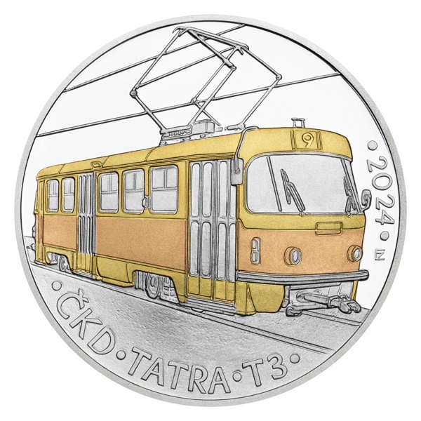 Stříbrná mince 500Kč 2024 Tramvaj T3 ČKD