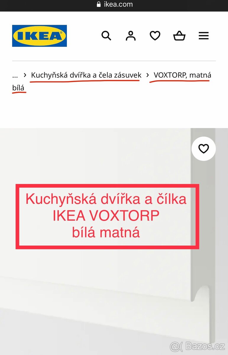 IKEA VOXTORP matně bílá - kuchyňská dvířka