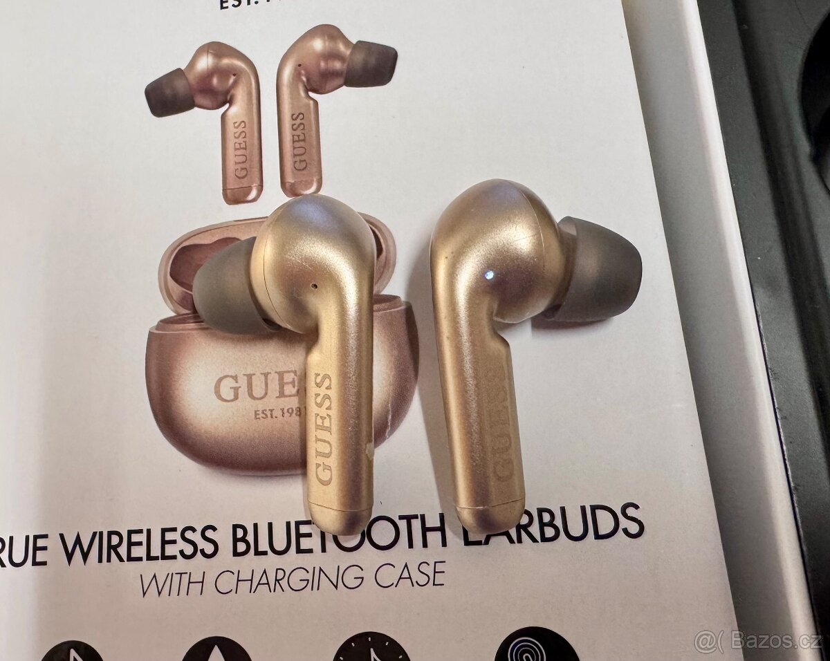 Bezdrátová sluchátka - Guess, True Wireless Gold.