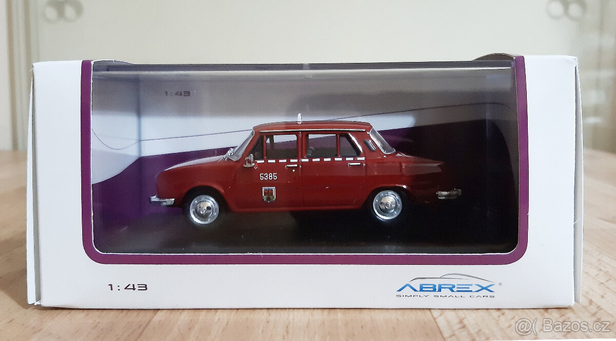 Abrex Škoda 110L Taxi červená rubínová 1:43