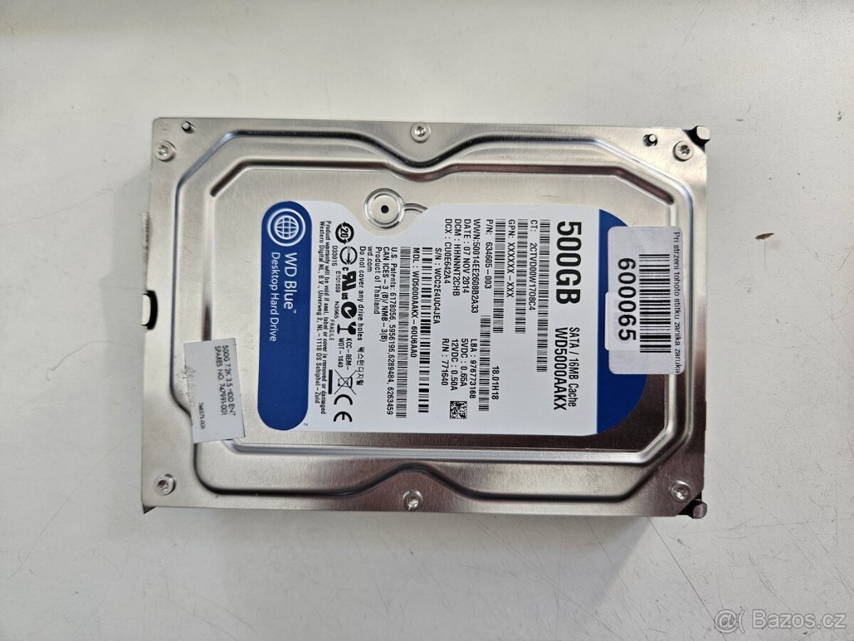 Western Digital WD5000AAKX 500GB, 16MB, 7.200ot./m. SATA 3,5