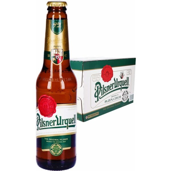 Pilsner Urquell export, vývozní, hnědá láhev