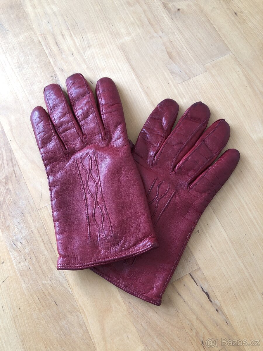 Kožené rukavice dámské červené XS