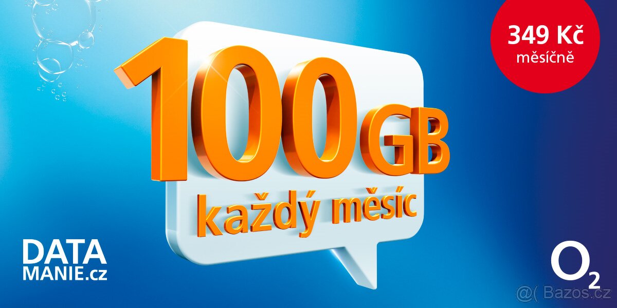 O2 Datamánie 100GB za 349 za měsíc