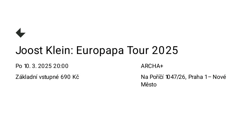 Lístky Joost Klein Europapa Tour 2025- Praha