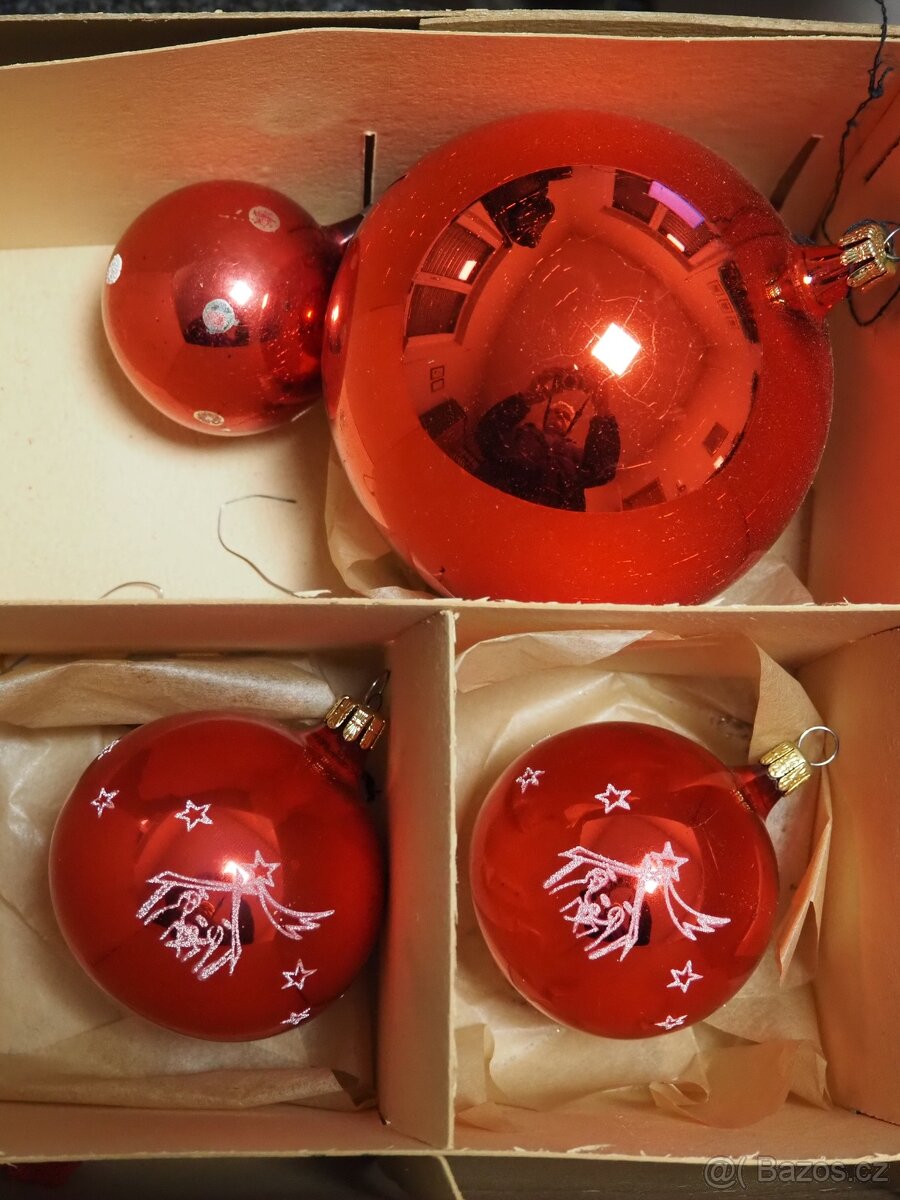 Vánoční ozdoby , červené , 4 kusy