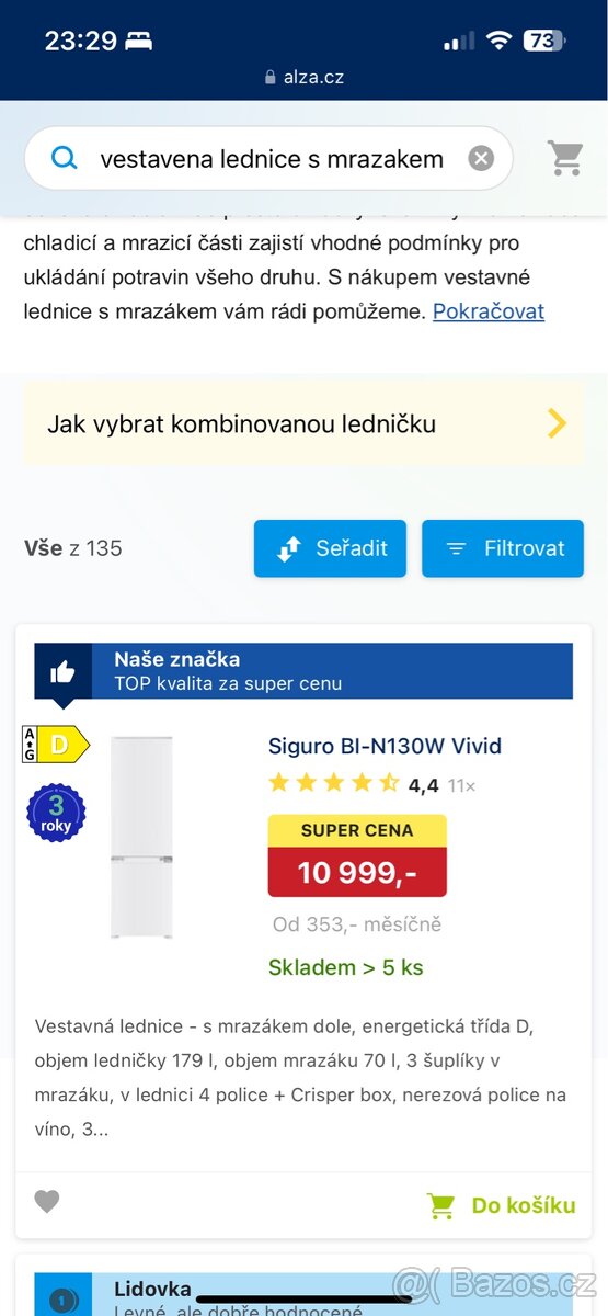 Vestavěná lednice Siguro