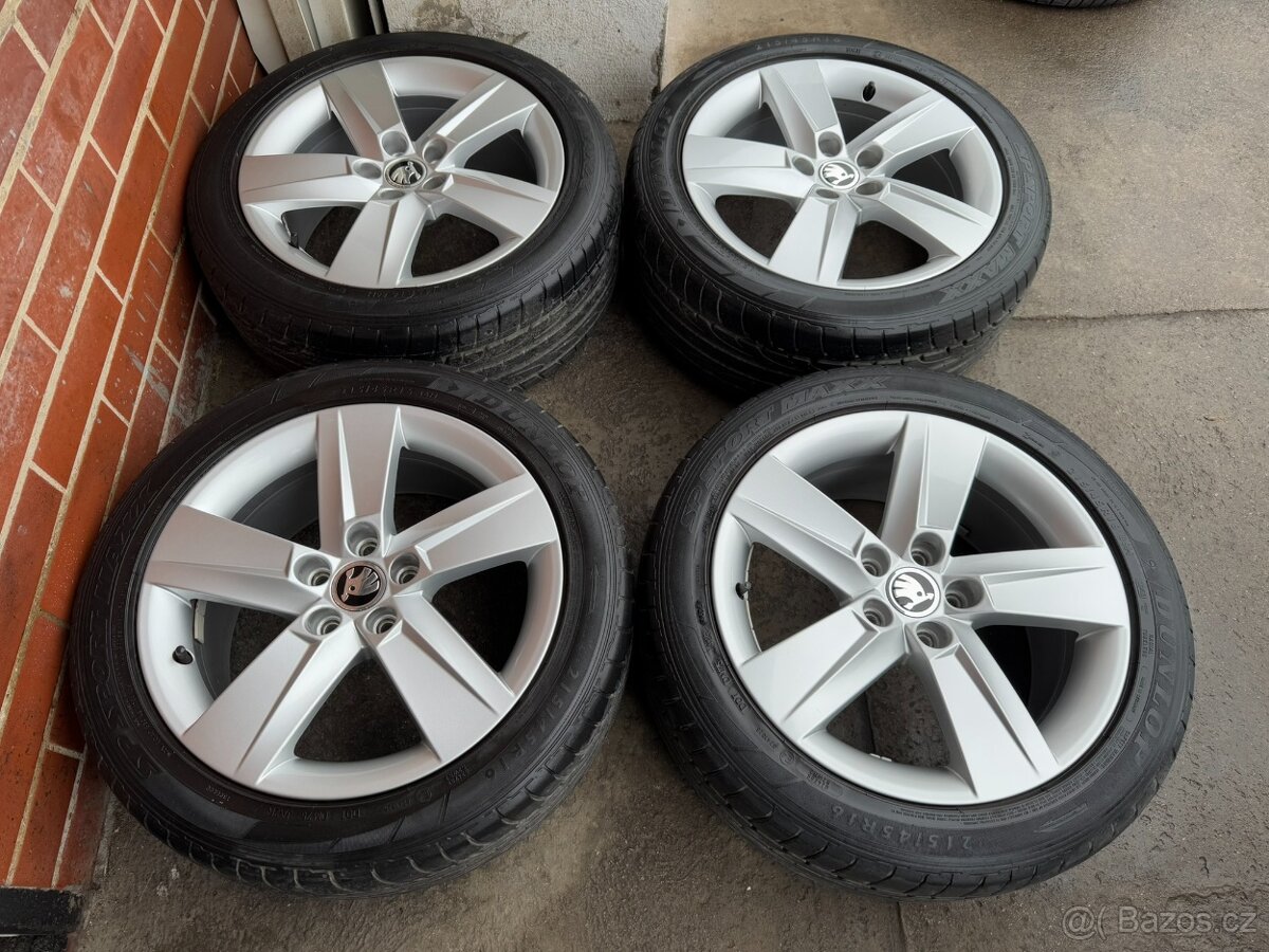 Alu 16" 5x100, orig. škoda "ROCK" letní 85%, F3, Rapid, T