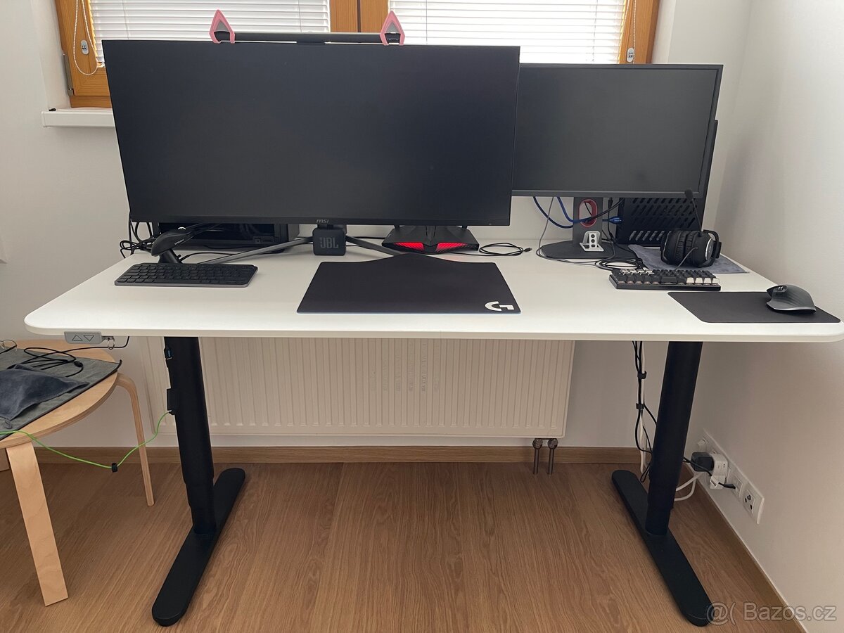 IKEA BEKANT Desk, white, black 160x80cm Elektrický Stůl