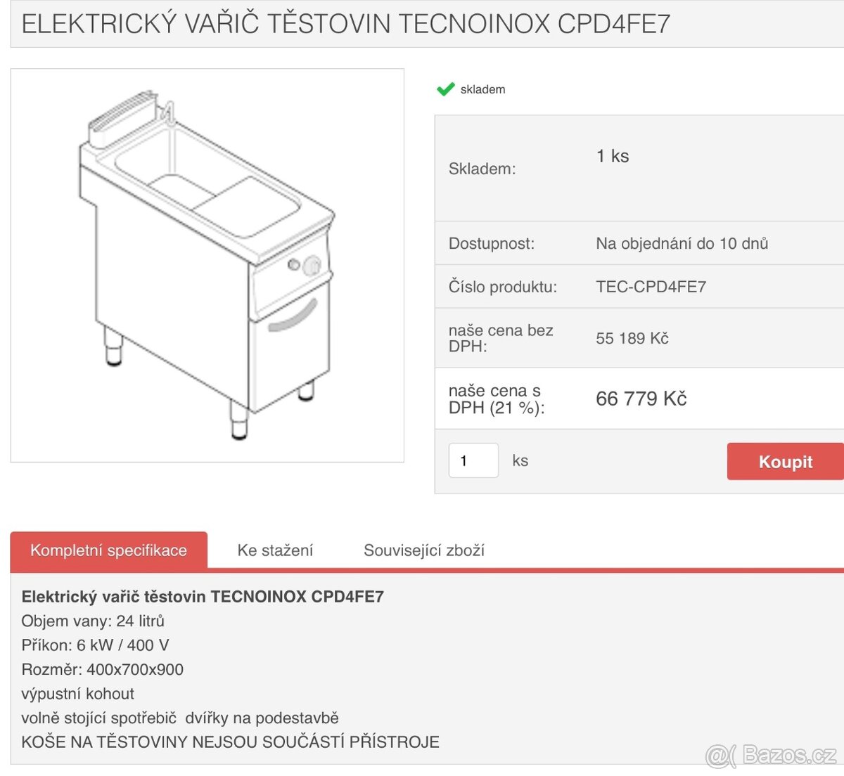 Elektrický vařič těstovin TECNOINOX