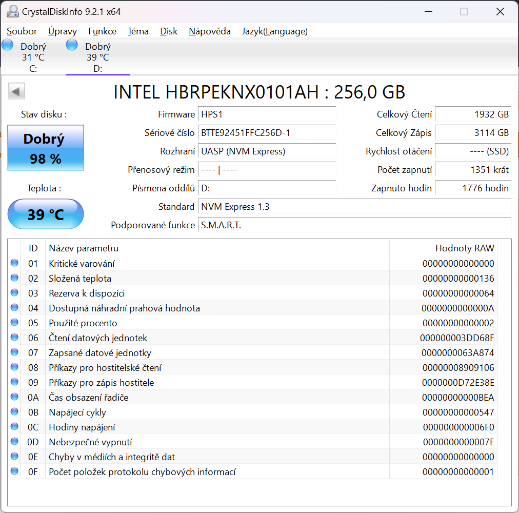 INTEL HBRPEKNX0101AH : 256,0 GB