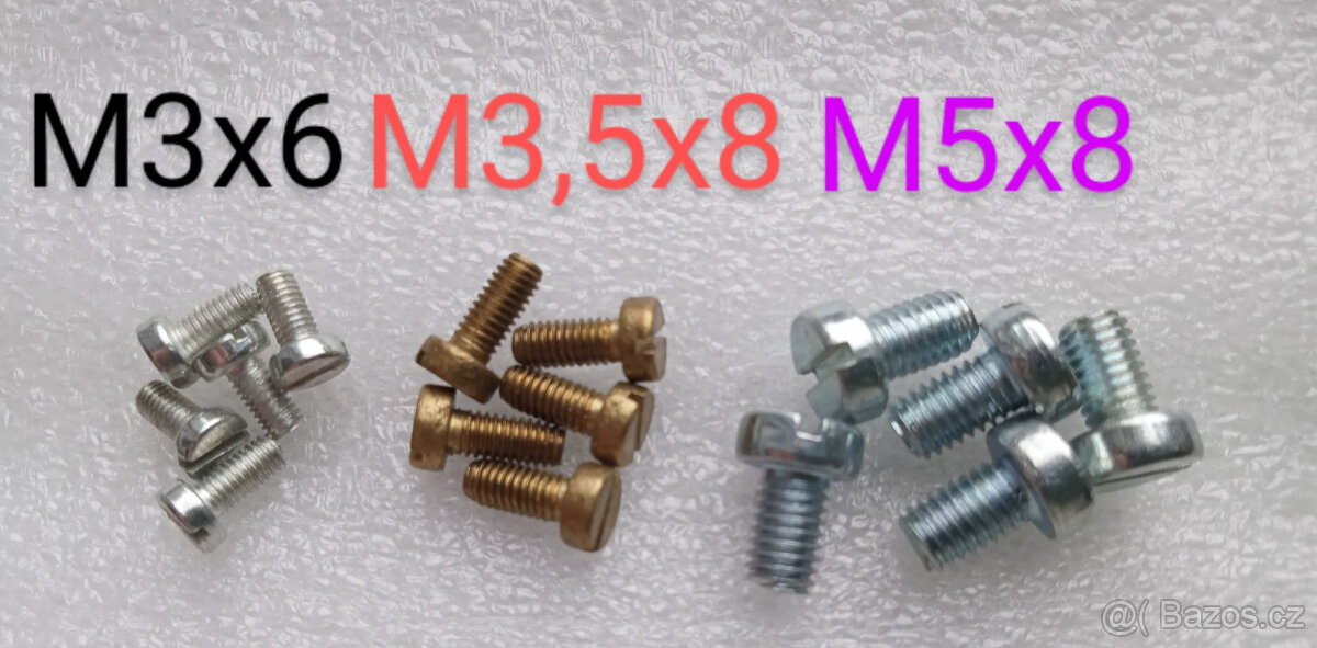 Šroubky M3x6, M3,5x8, M5x8