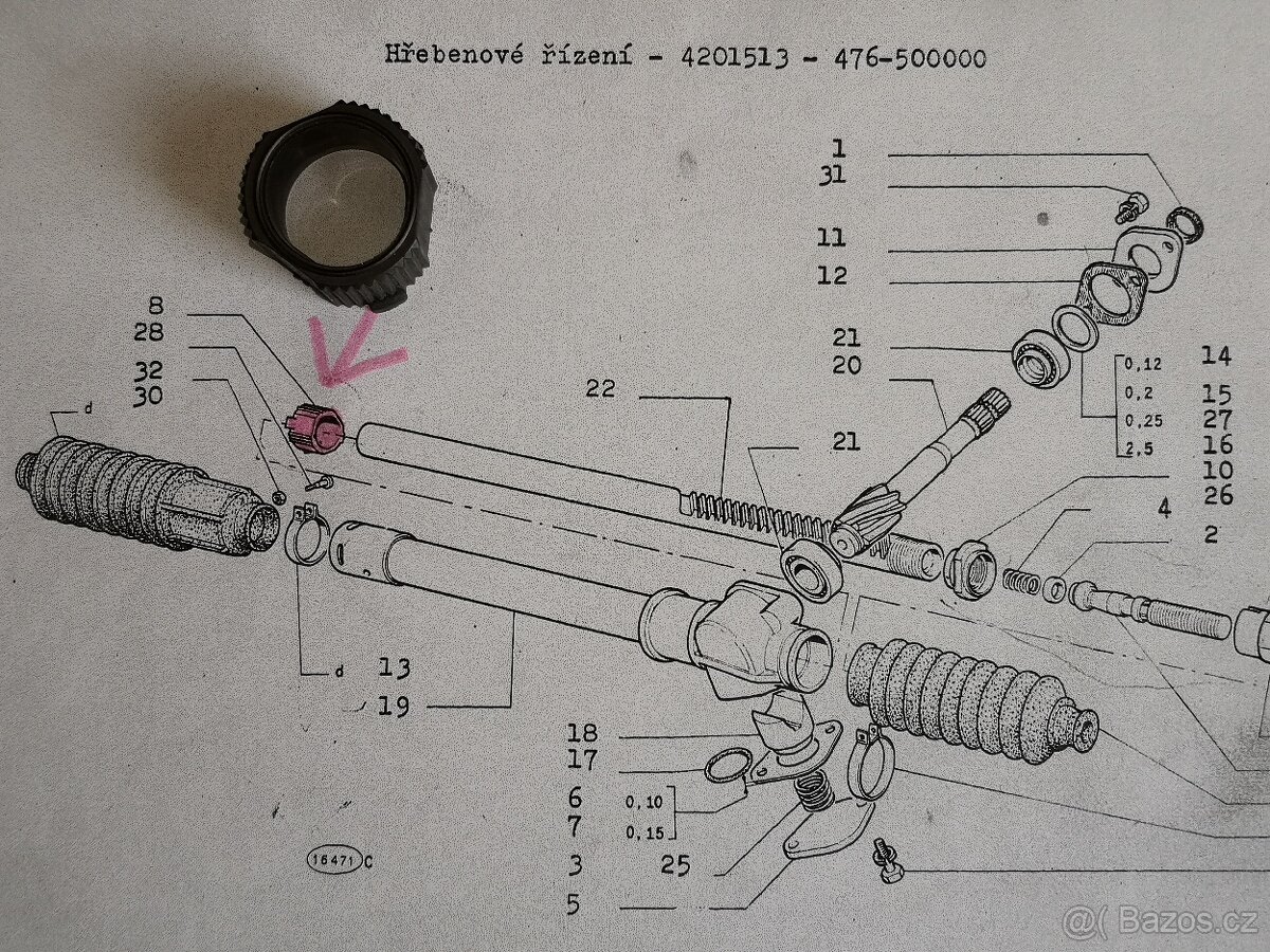 Pouzdro řízení Fiat 127/128/X1/9